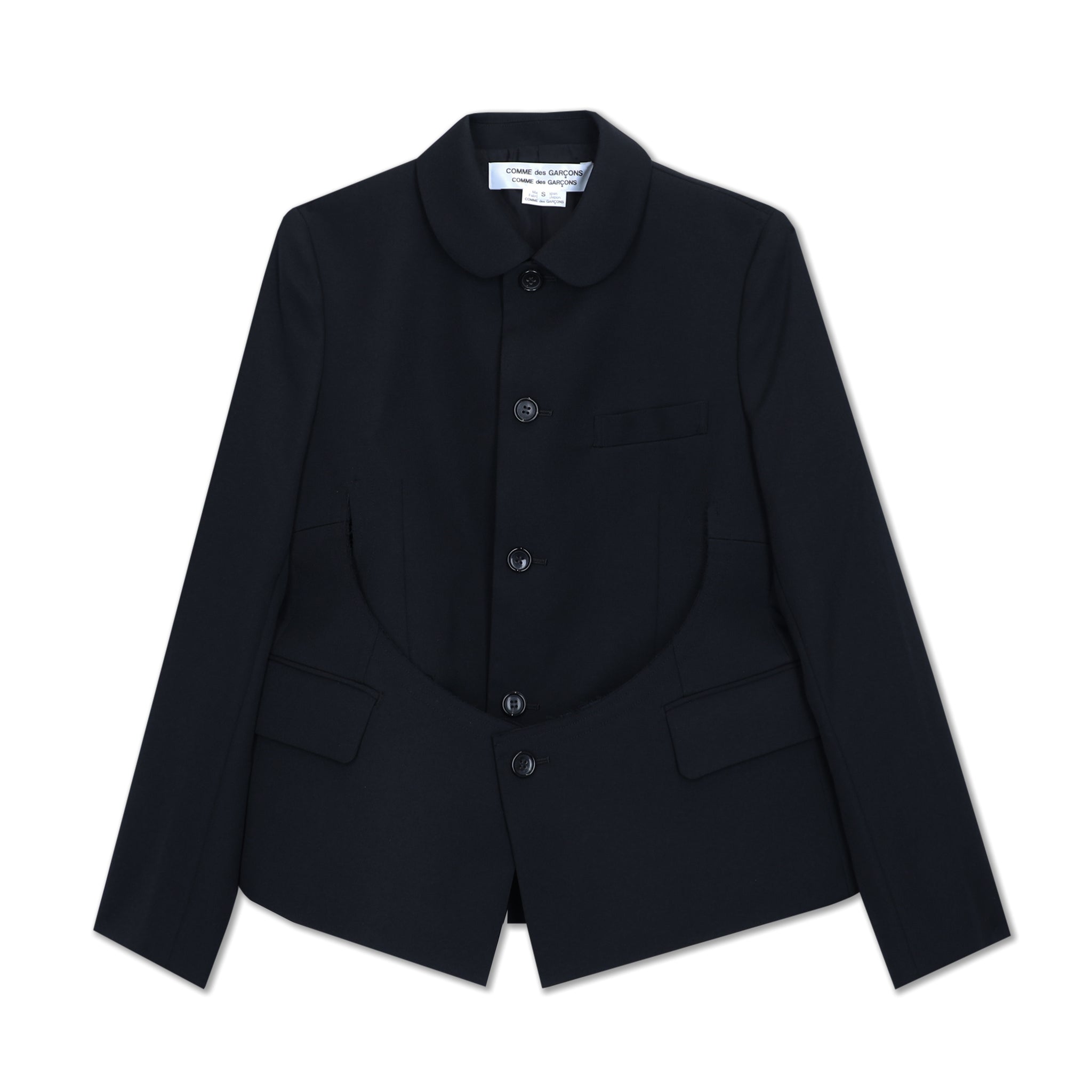 Wool Gabardine Peter Pan Curve Cut Jacket