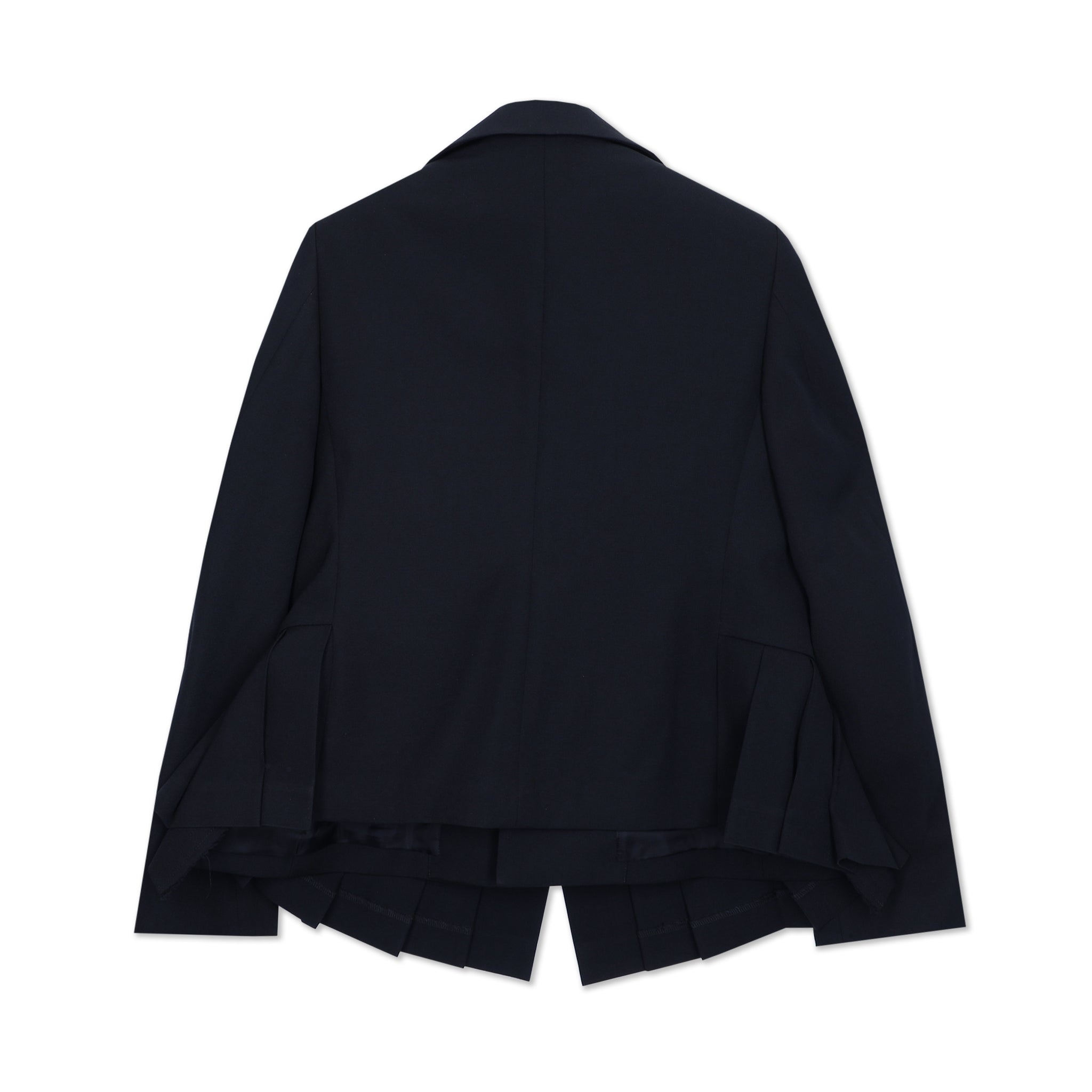 Wool Gabardine Pleated Curve Cut Jacket