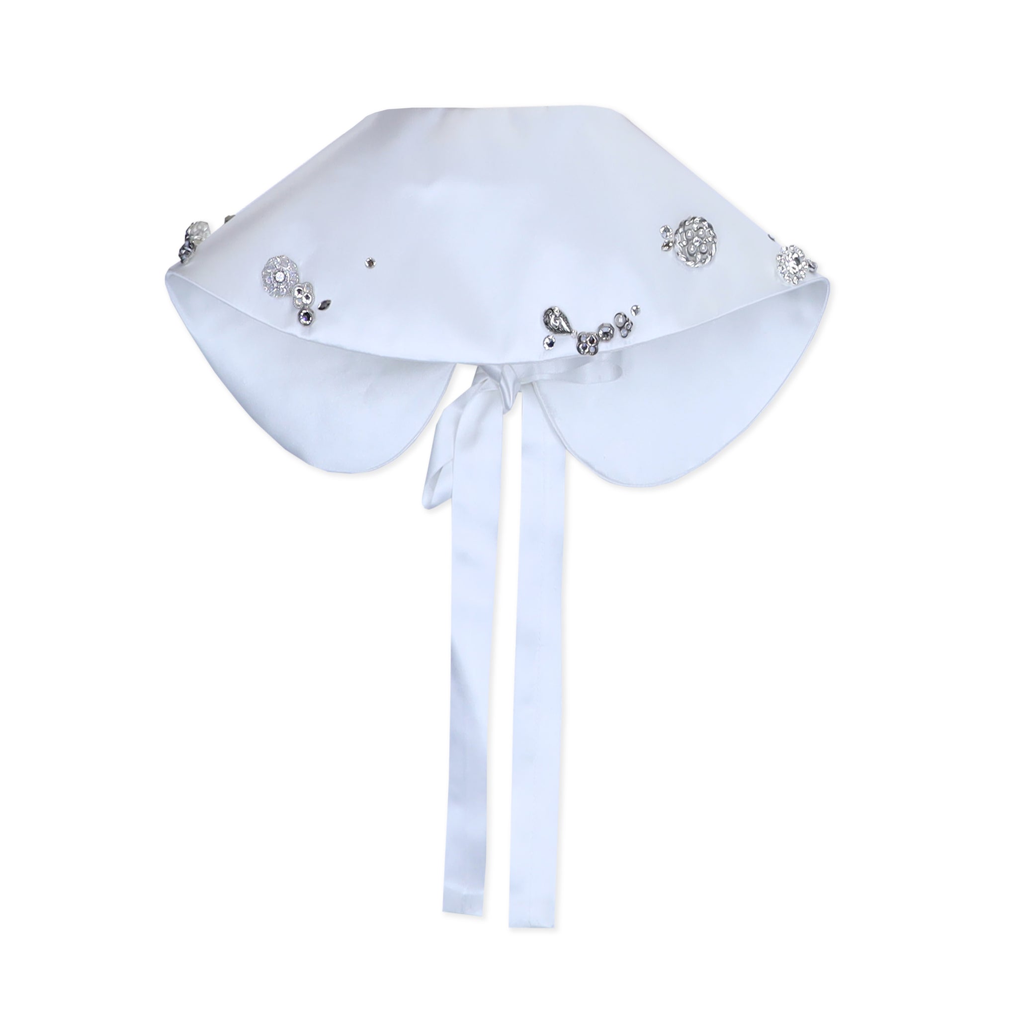 White Brooch Applique Collar