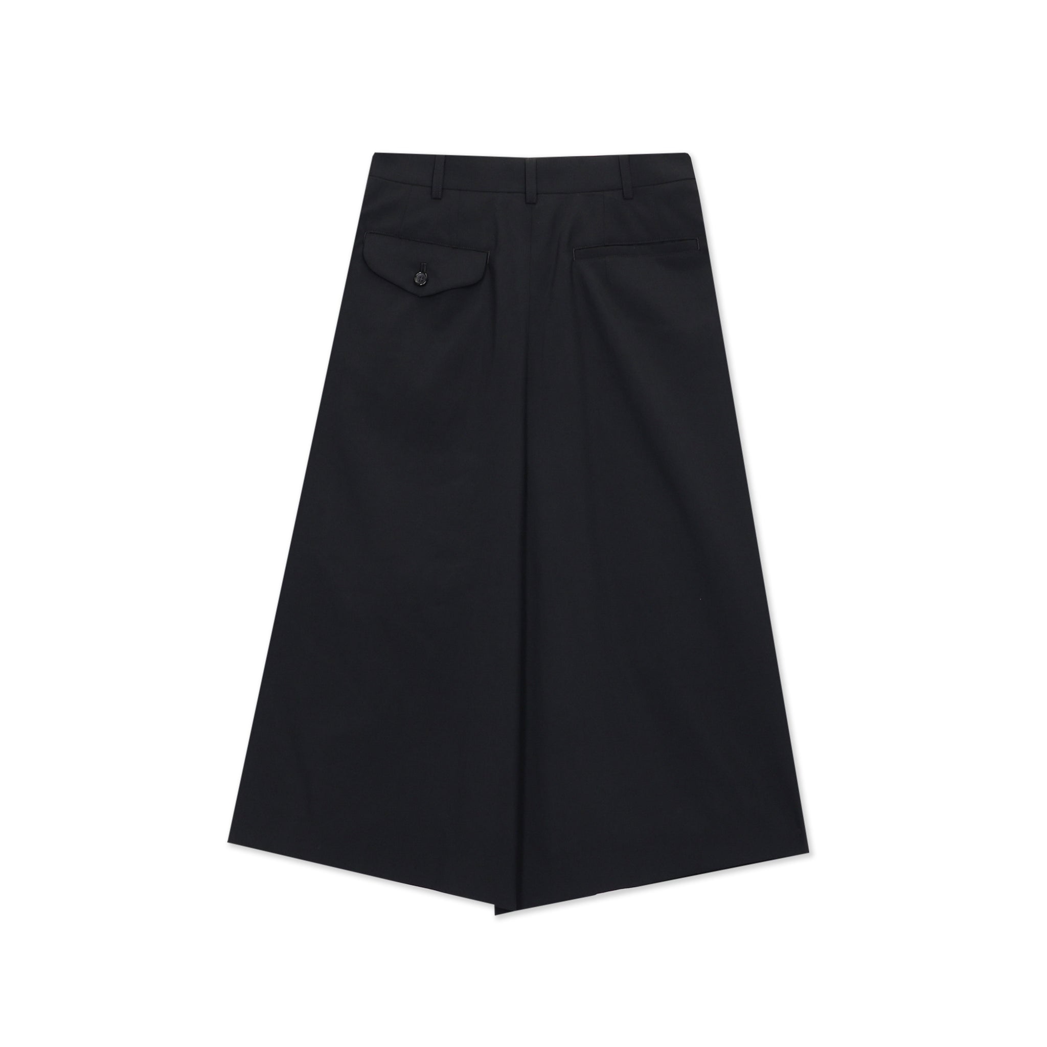 Black Wool Pleated Skirt Short