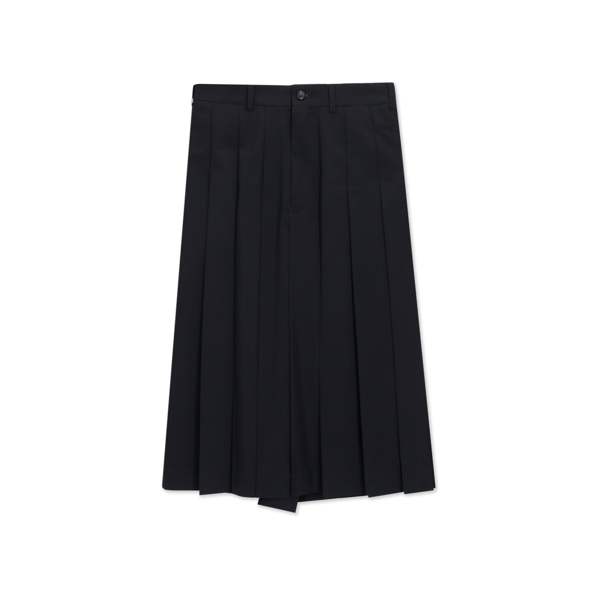 Black Wool Pleated Skirt Short