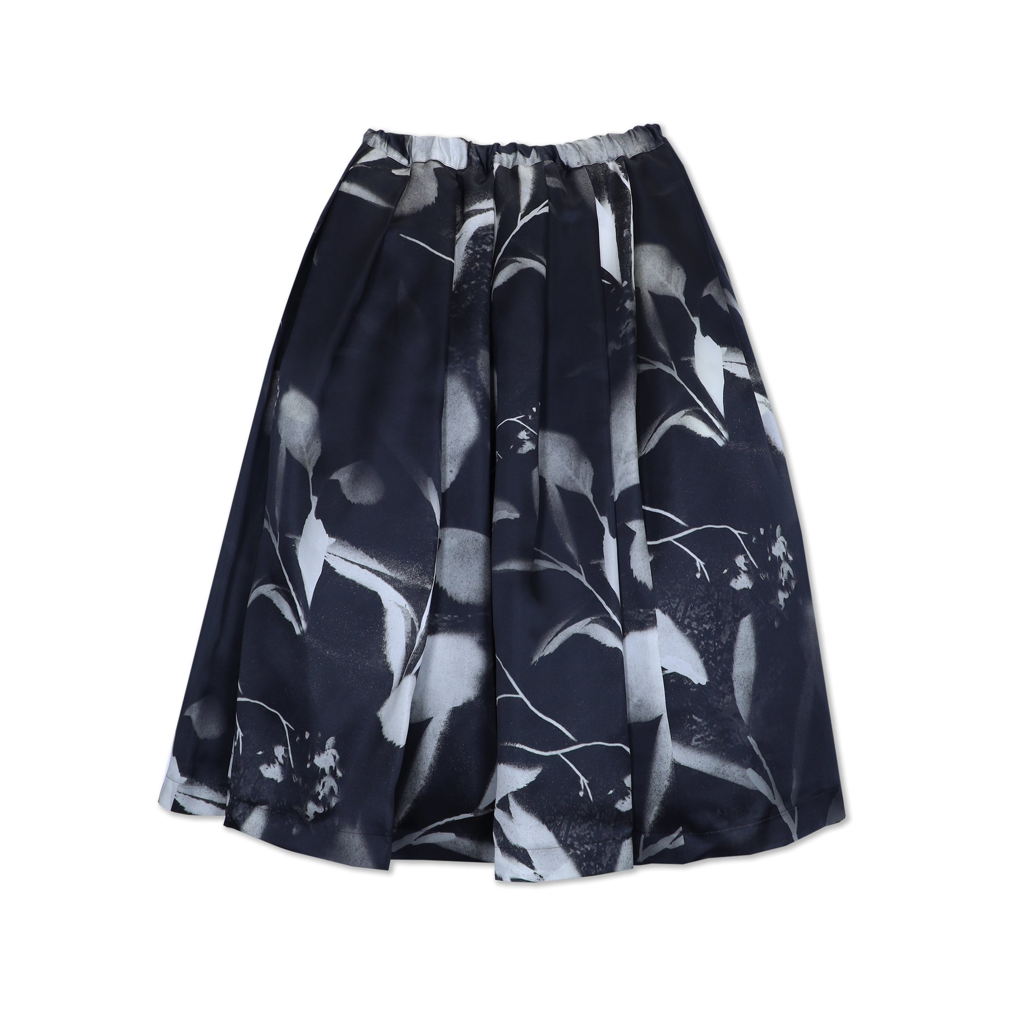 White/Black Silk Pattern Print Skirt