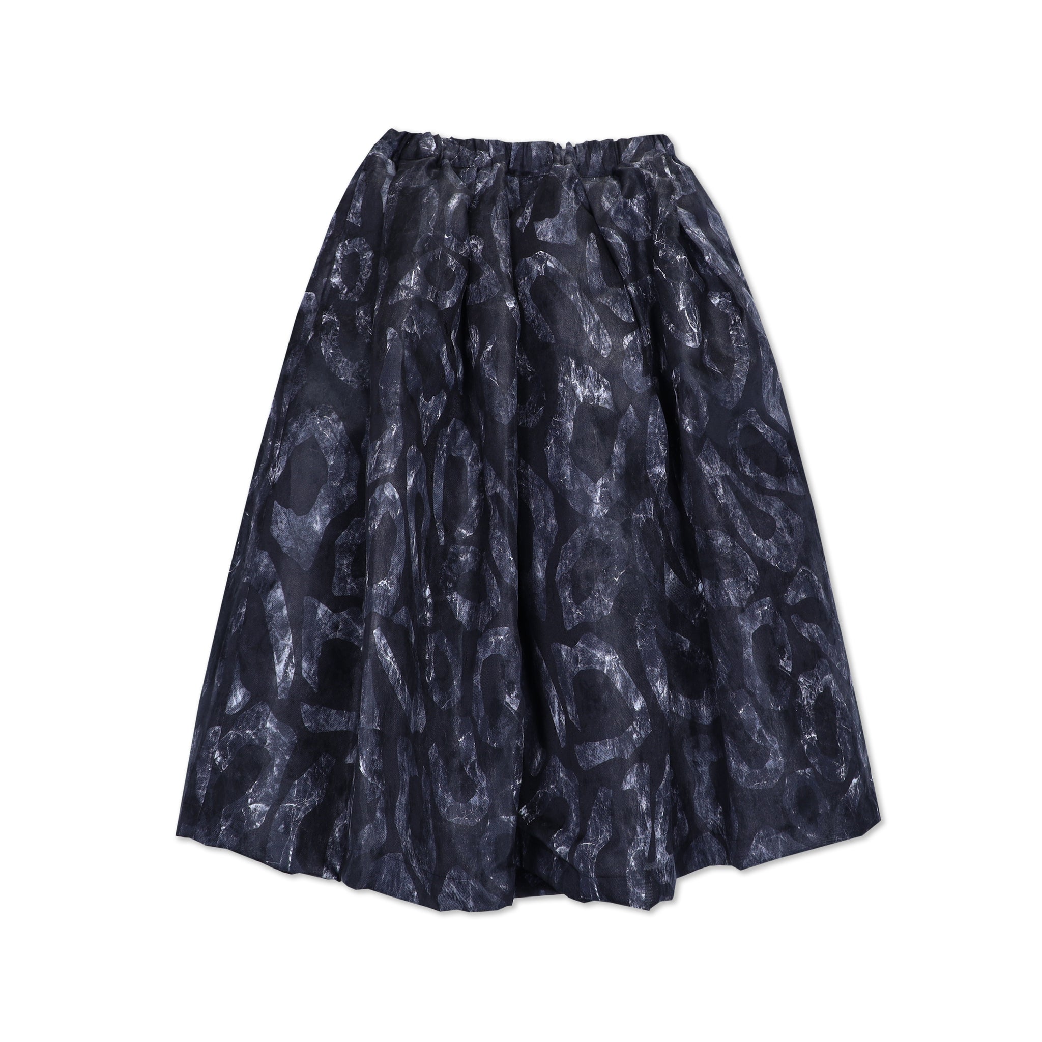 Silk Spray Print Gathered Skirt