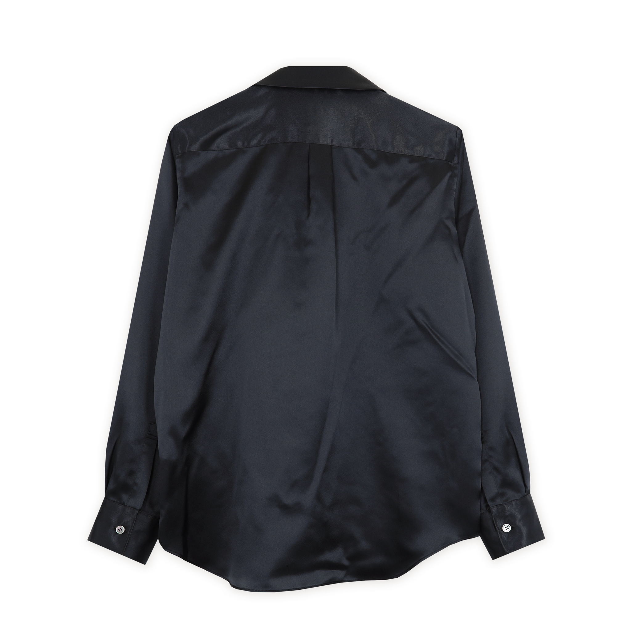 Black Twisted Satin Bow Blouse