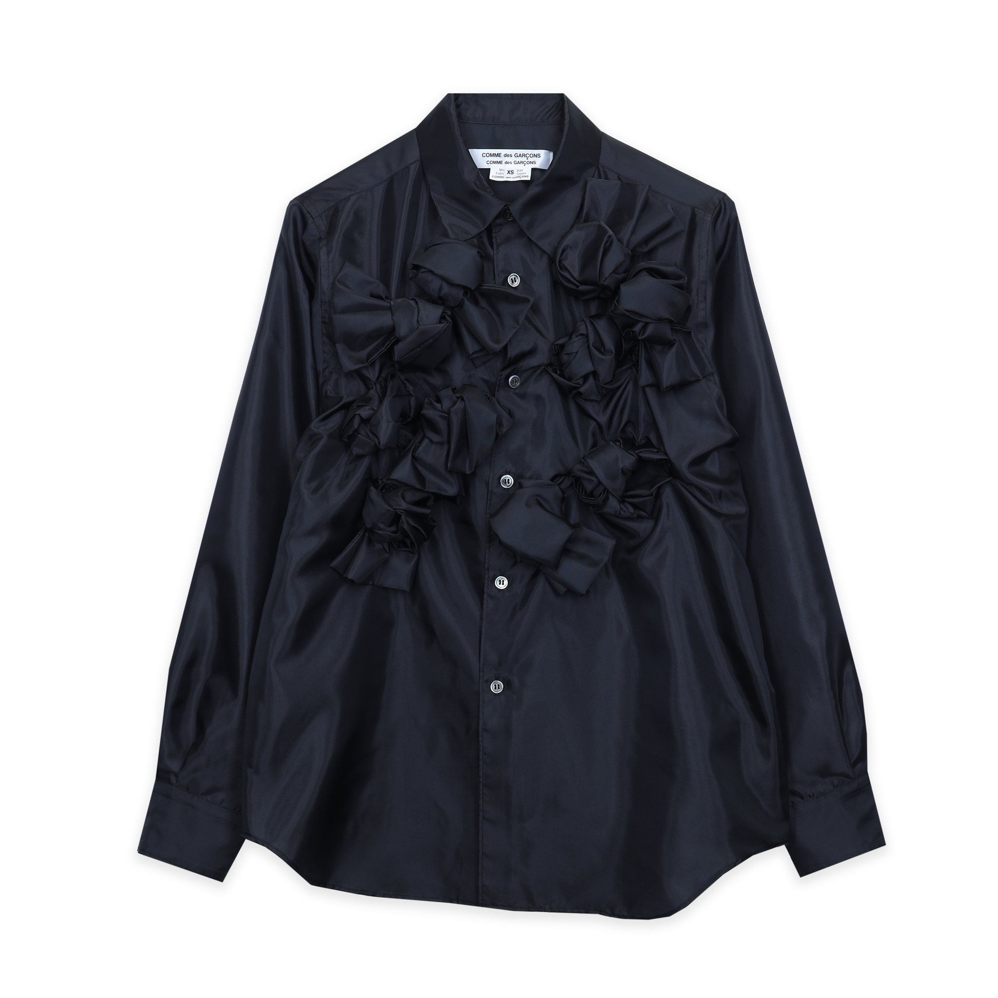 Black Taffeta Twisted Bow Shirt