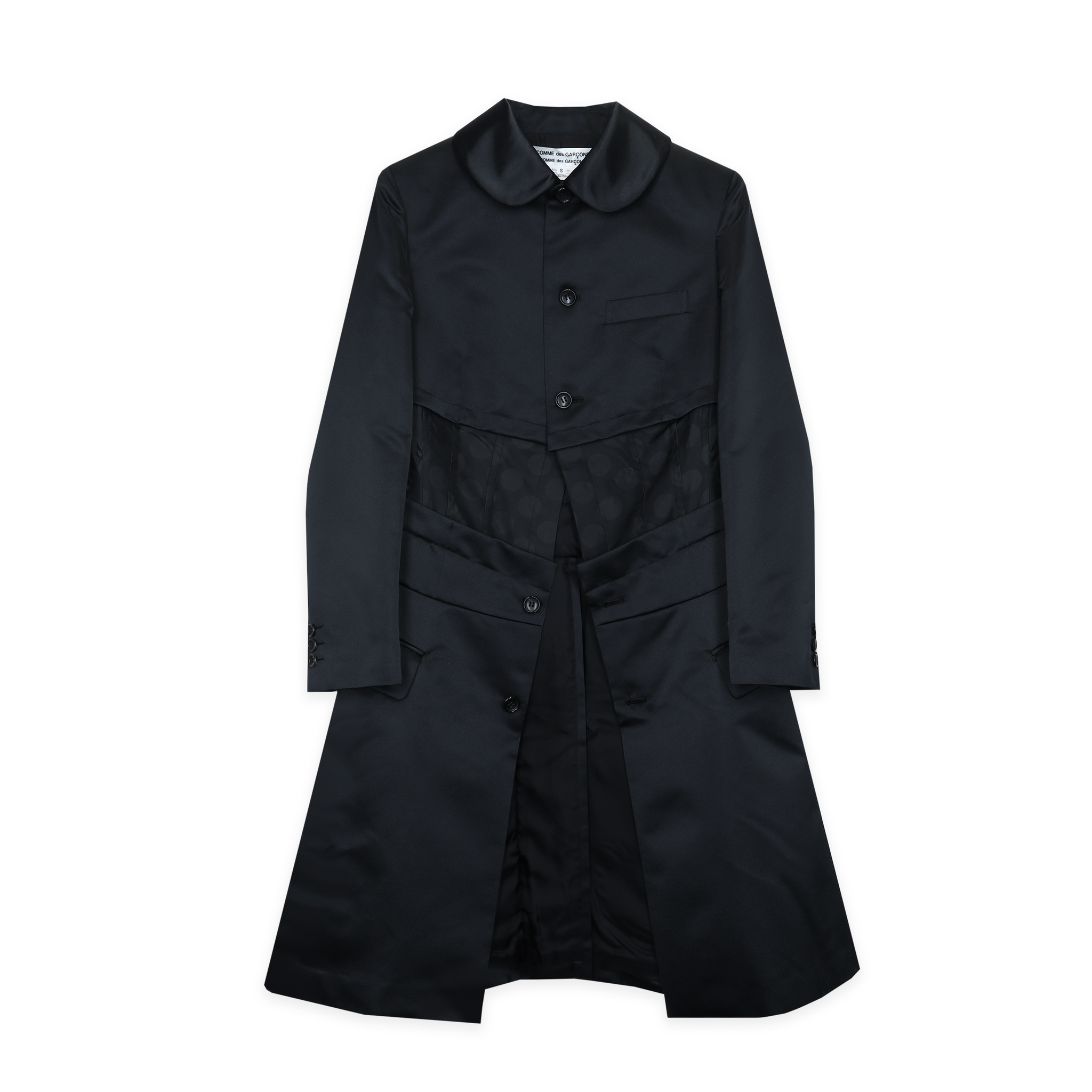 Satin x Polka Cutaway Long Jacket