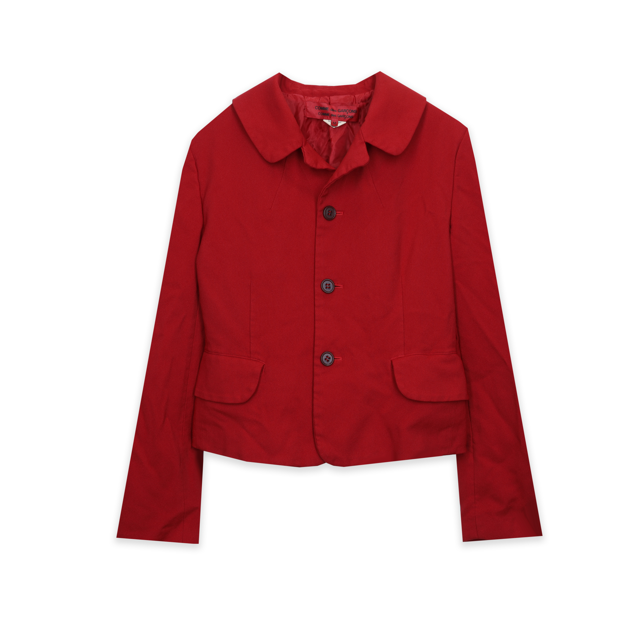 Red Rounded Collar Jacket