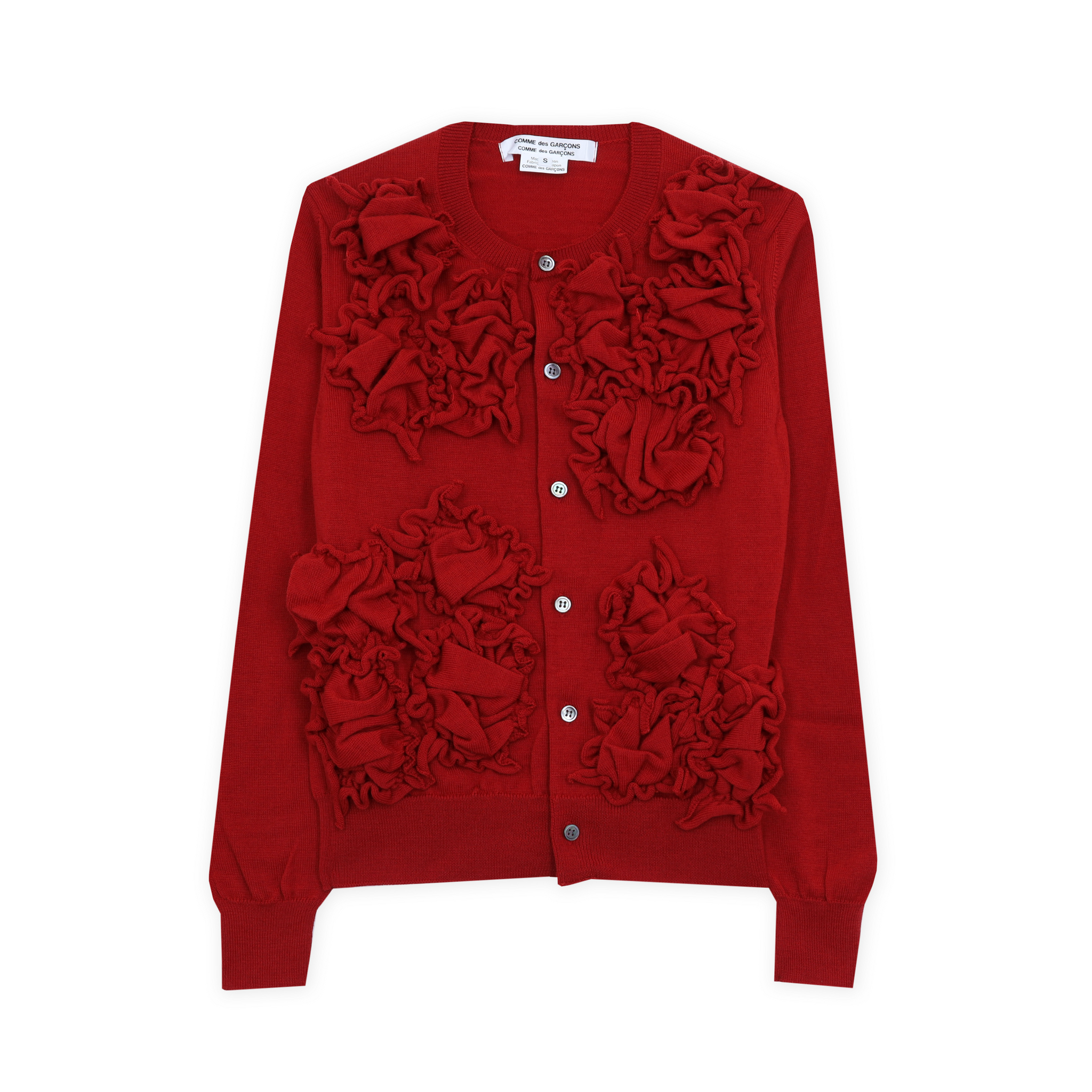 Flower Motif Shirred Cardigan