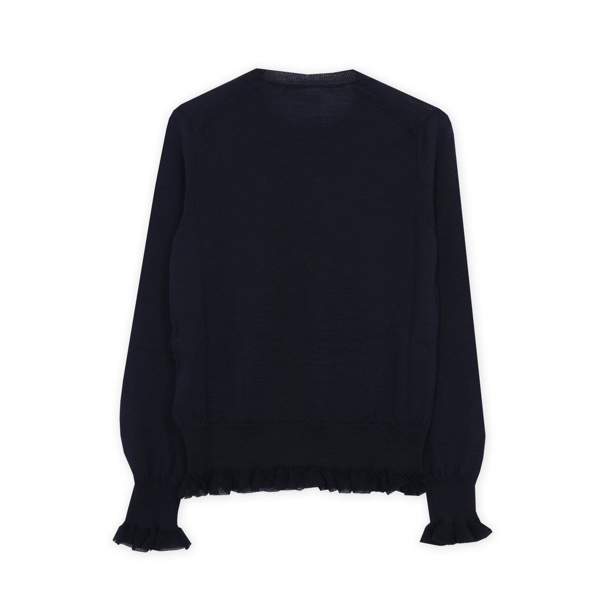 Black Wool Frill Hem Sweater