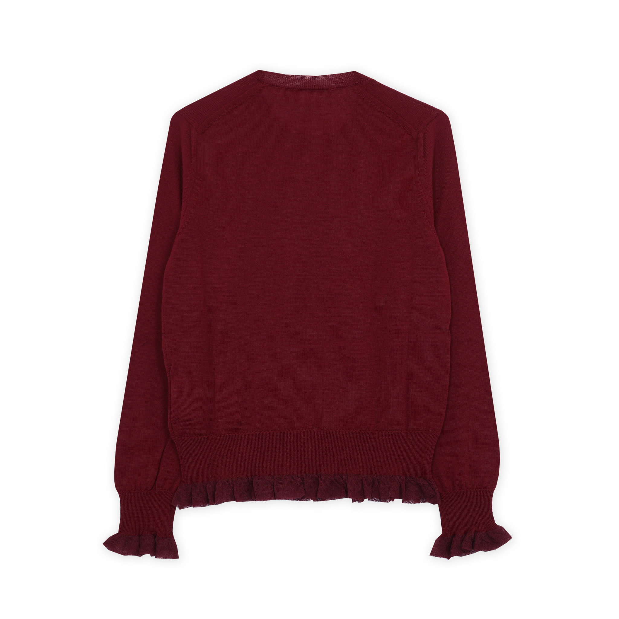 Burgundy Wool Frill Hem Sweater
