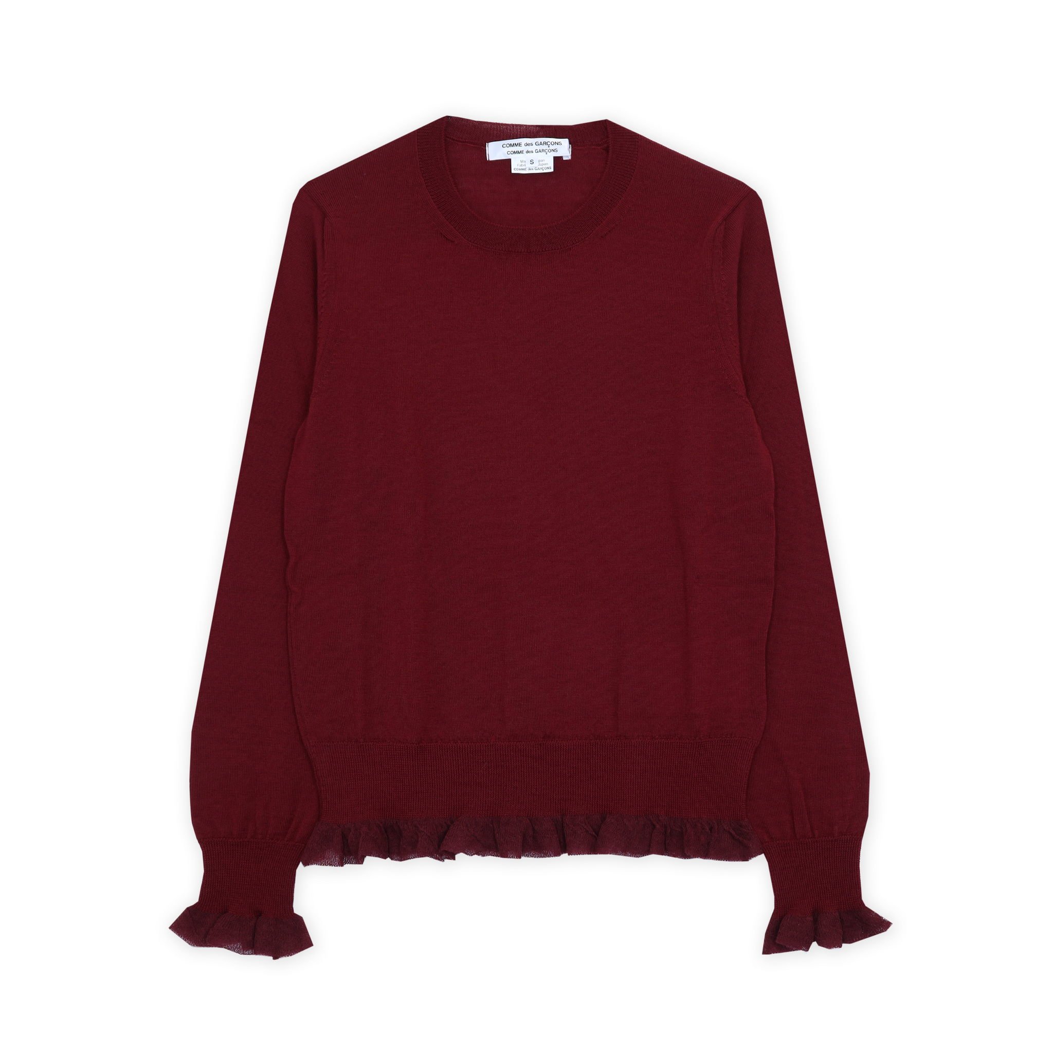 Burgundy Wool Frill Hem Sweater
