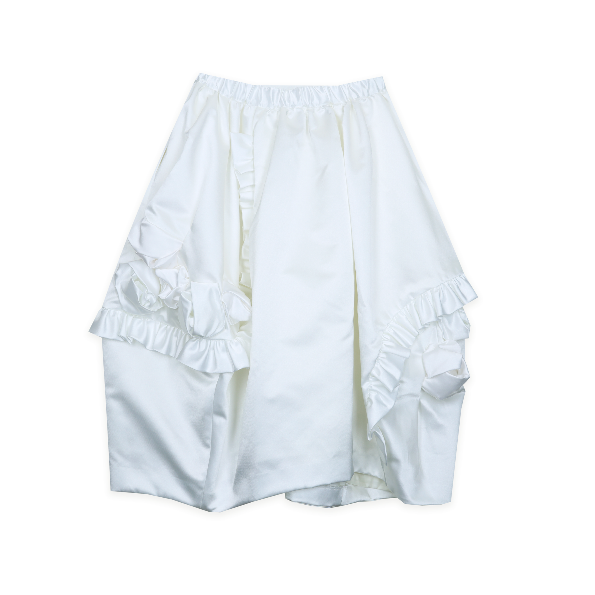 Off-White Satin Rose Skirt