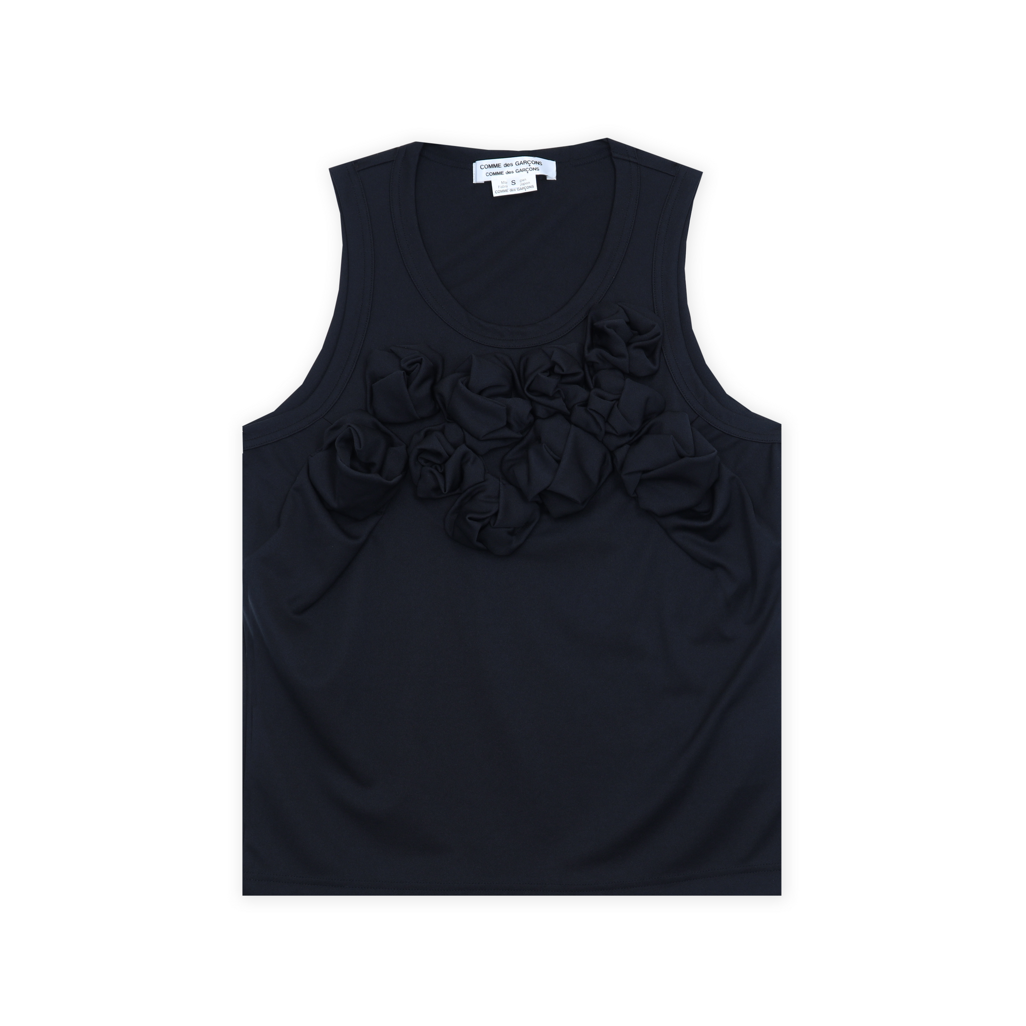 Gathered Rose Singlet Black