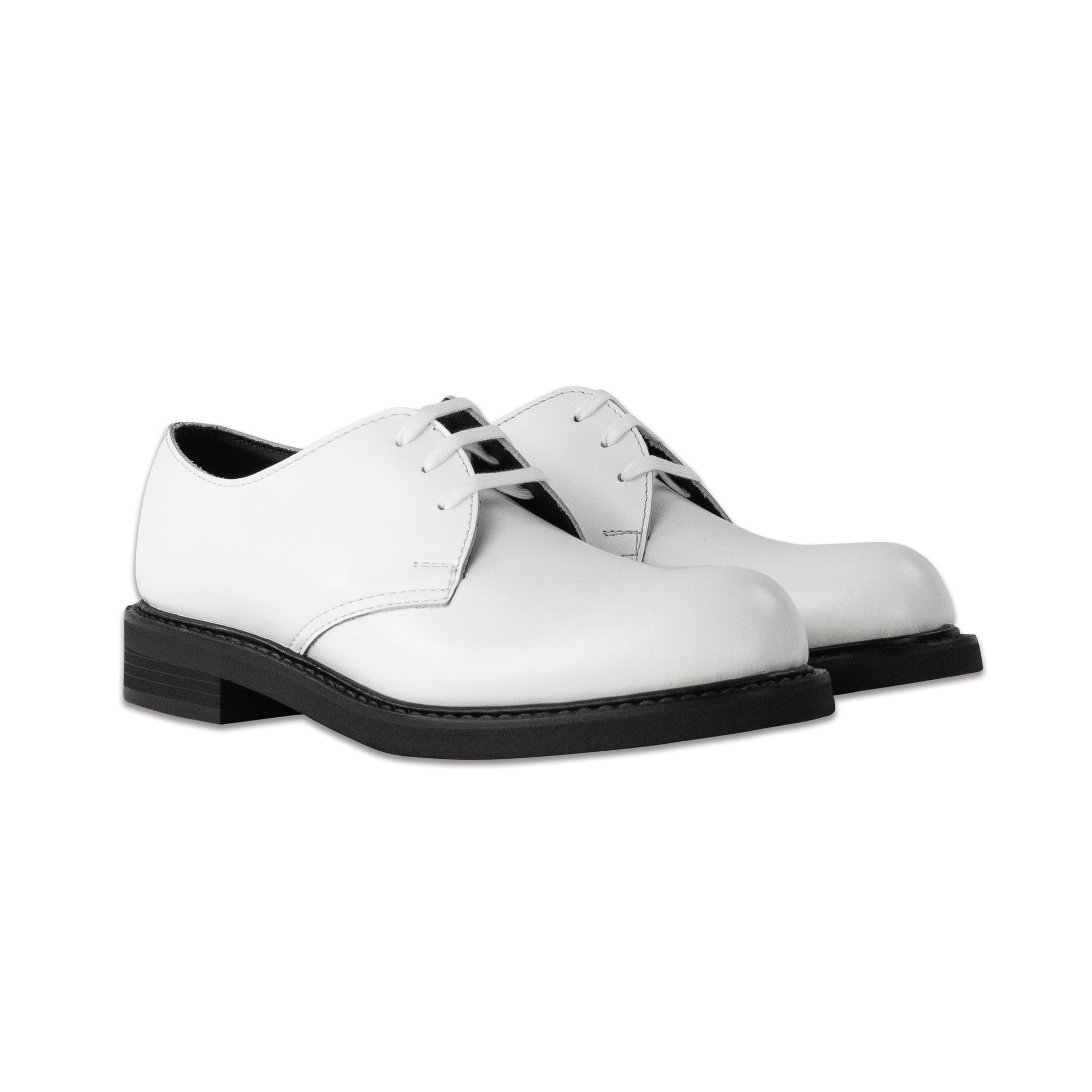 White Leather Lace-Up Shoes