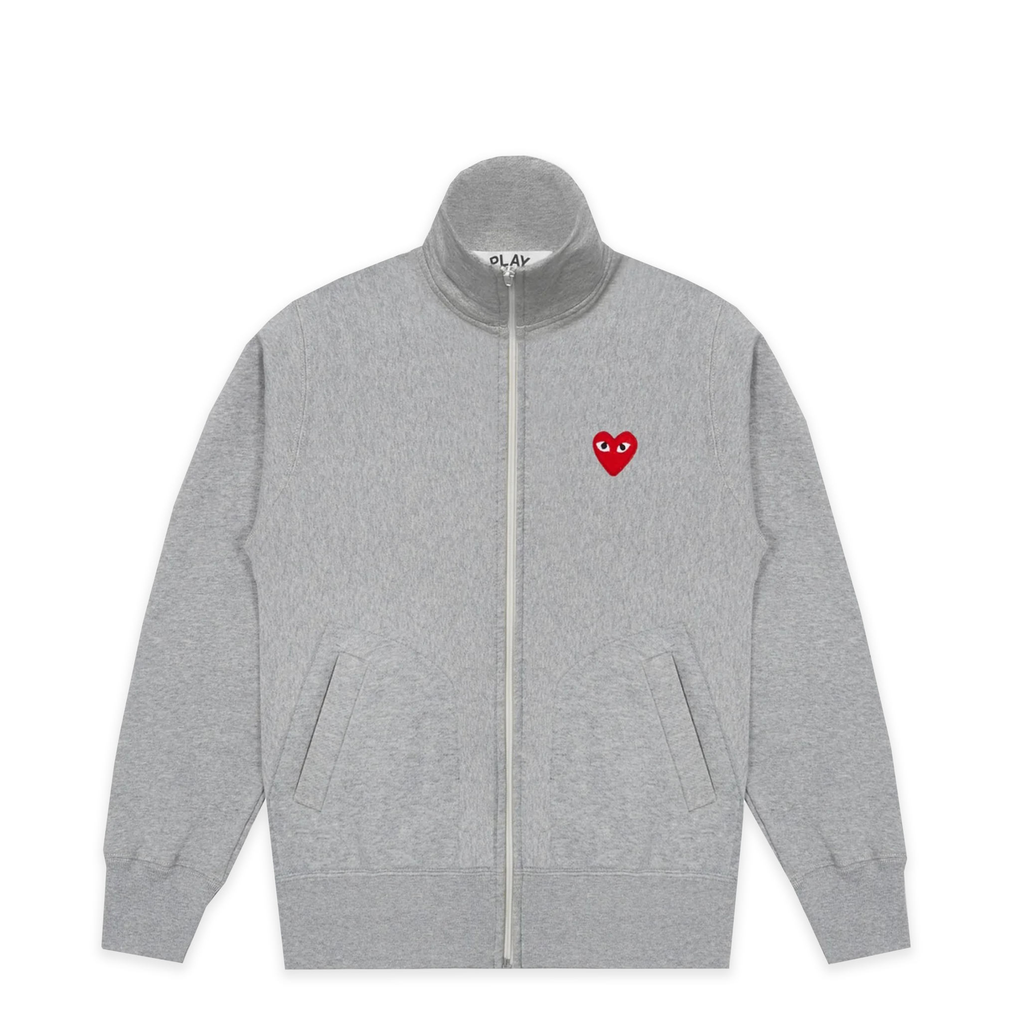PLAY Grey Multi Logo Zip Sweatshirt – COMME des GARÇONS Melbourne PLAY Grey Multi Logo Zip Sweatshirt – COMME des GARÇONS Melbourne