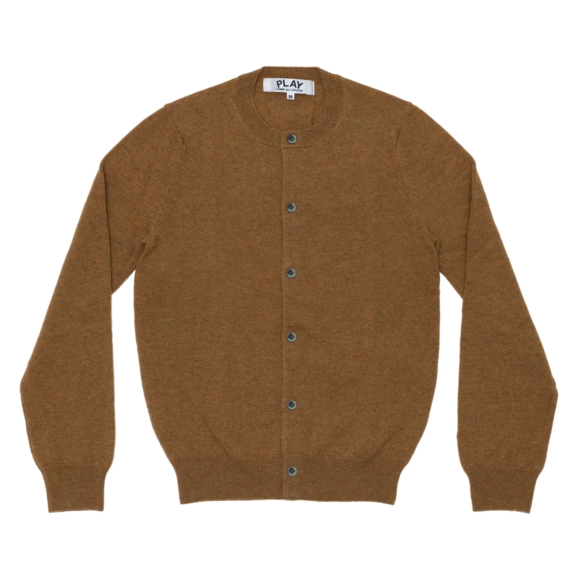 PLAY Round Neck Cardigan Pastel Series Sleeve Heart (Camel