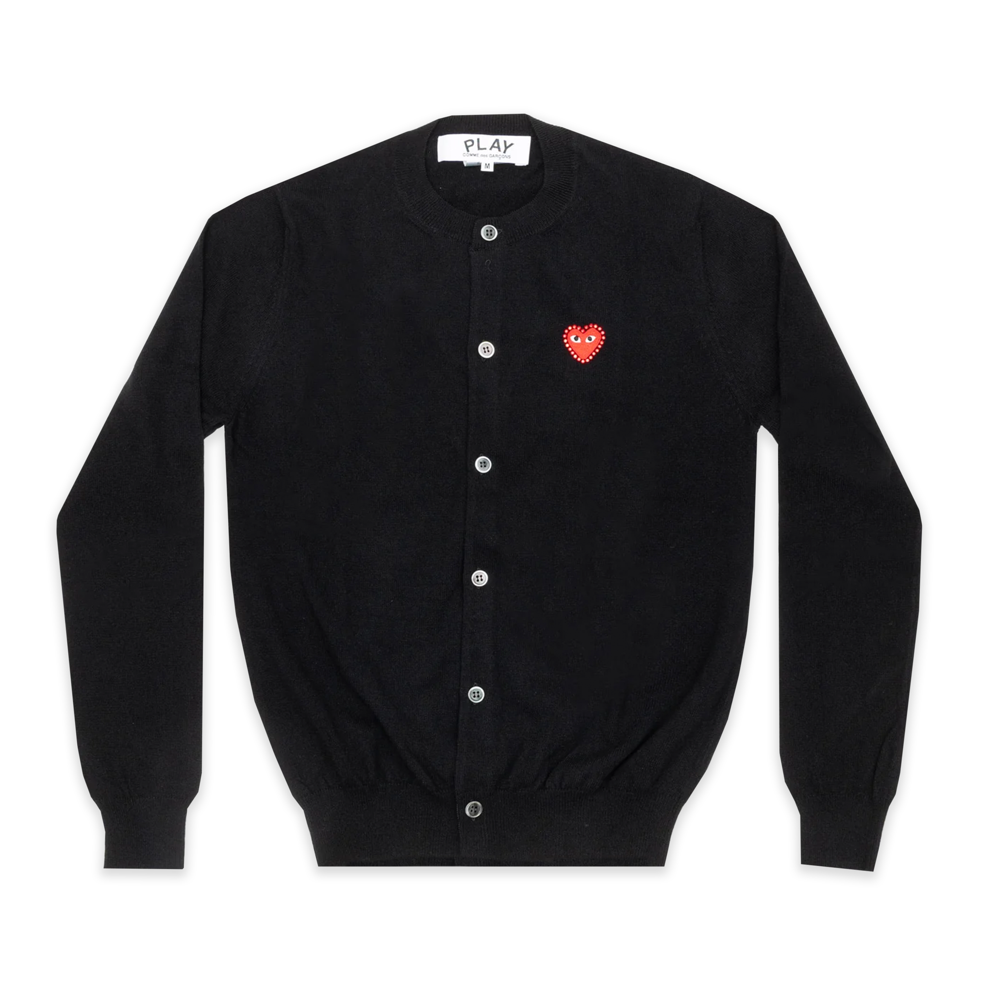 PLAY Round Neck Cardigan Red Rhinestone Heart (Black)