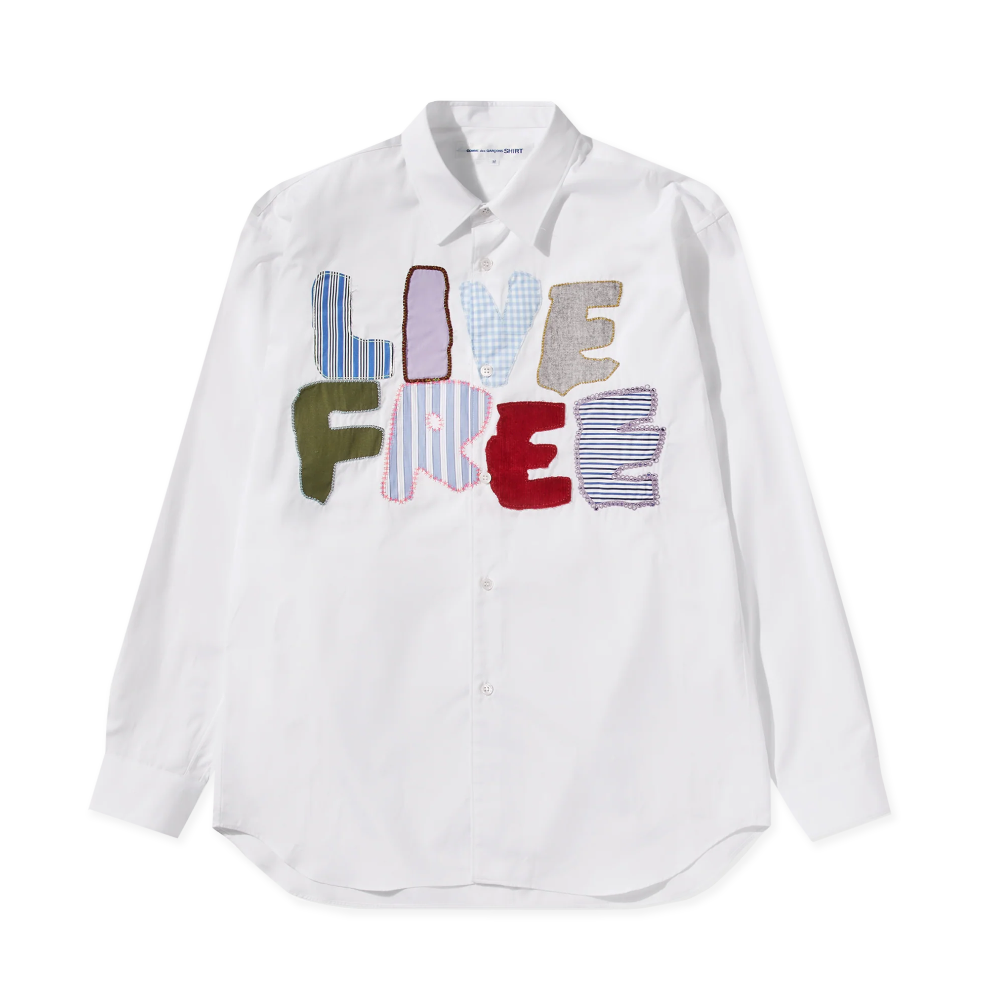 Live Free Patch Embroidered Shirt White