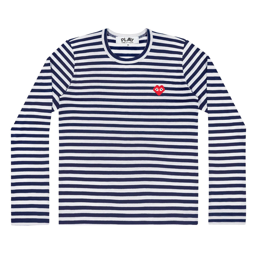 PLAY Space Invaders L/S Navy Striped Red Emblem