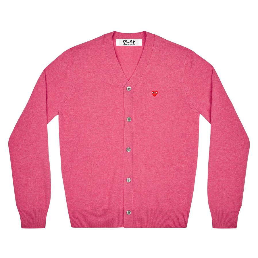 PLAY Men's Cardigan with Small Red Heart (Pink)