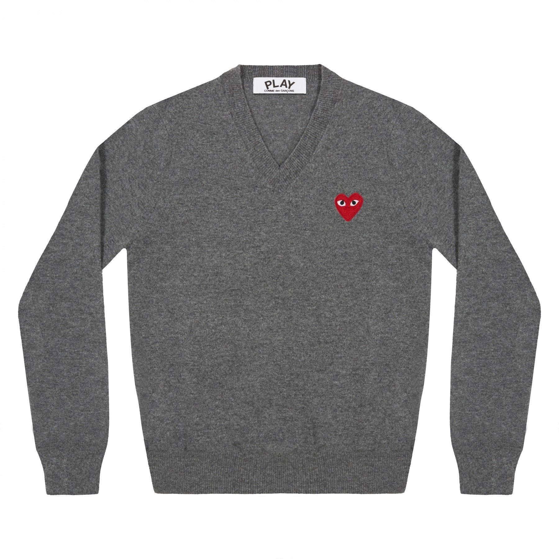 PLAY V-Neck Pullover Red Emblem (Grey)