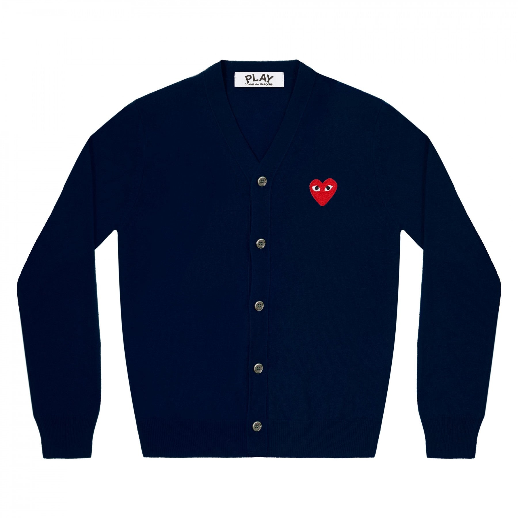 PLAY V-Neck Cardigan Red Emblem Navy – COMME des GARÇONS Melbourne