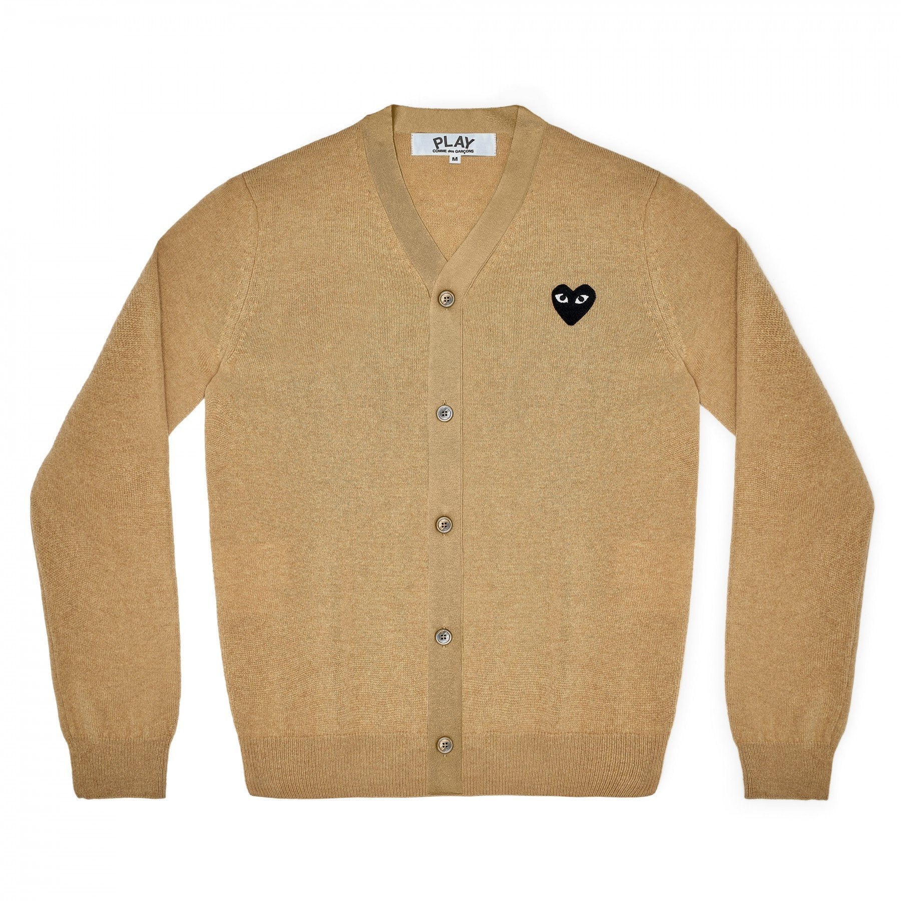 PLAY V-Neck Cardigan Black Emblem (Beige) – COMME des GARÇONS
