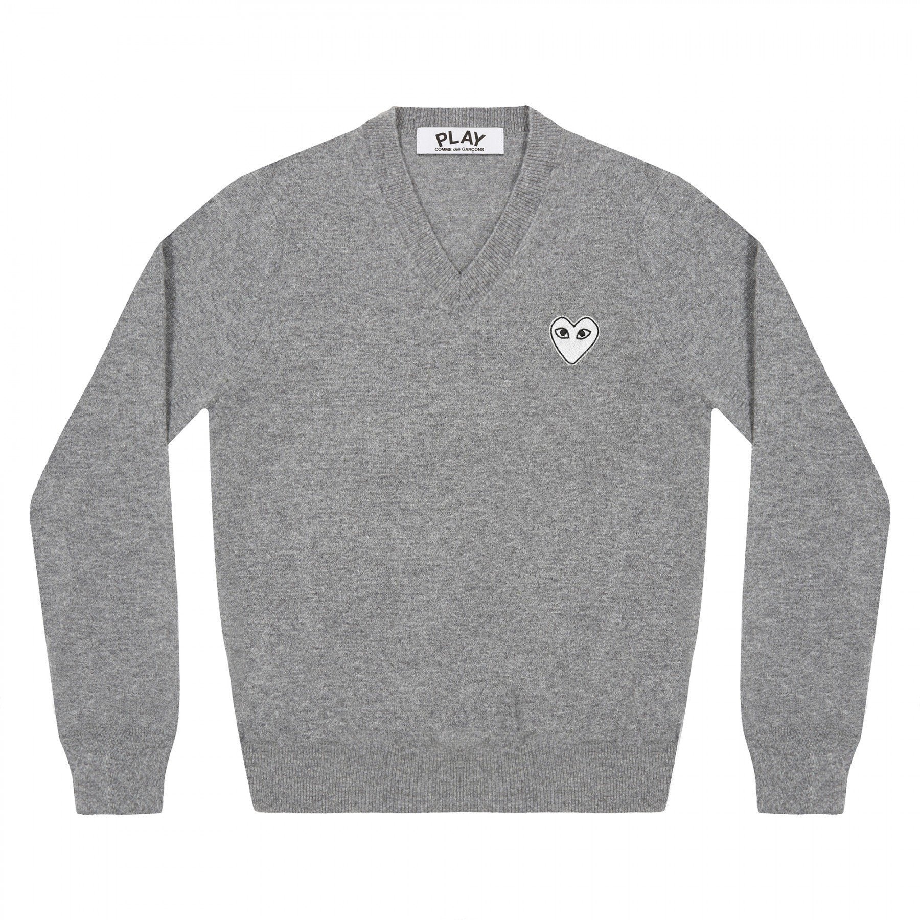 PLAY V Neck Pullover White Heart Natural Series (Light Grey)