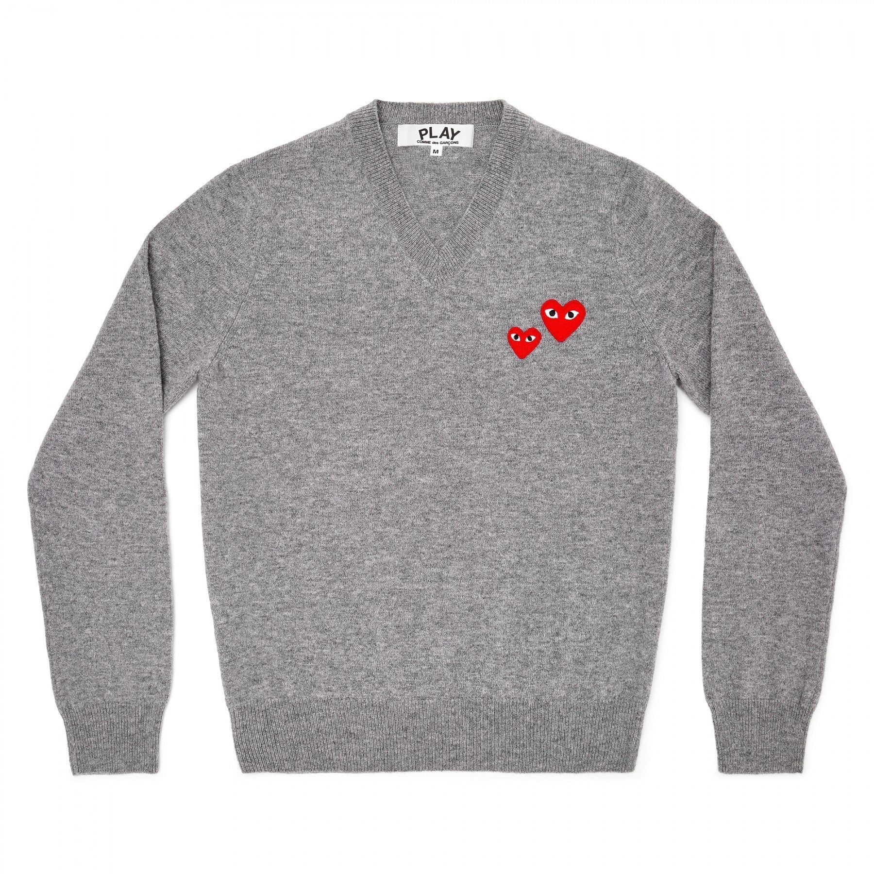 PLAY V-Neck Pullover Two Heart Grey Series