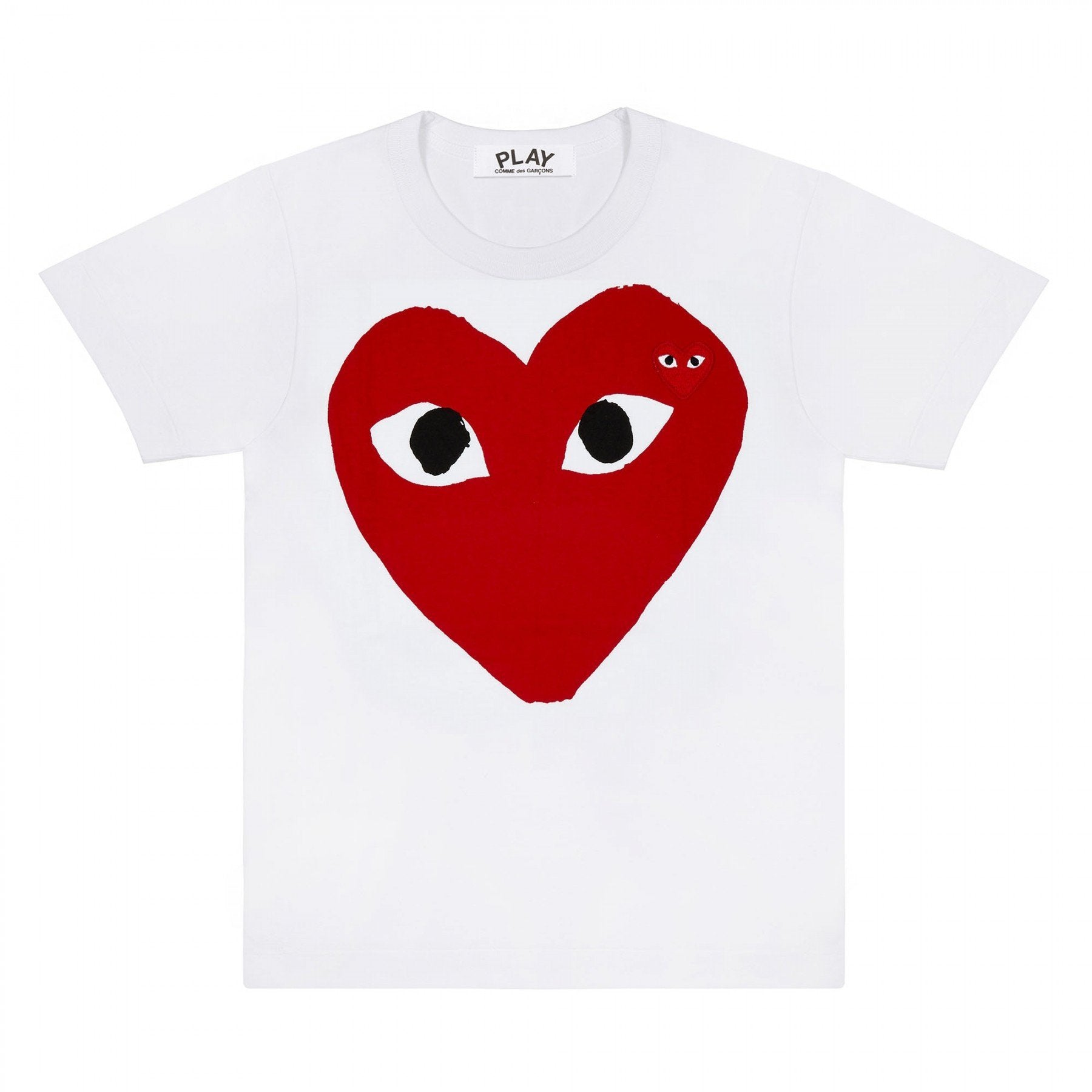 COMME des GARÇONS PLAYスタッズ赤ハートTシャツ プレイ コムデギャルソン 赤ハートプリント×スタッズ 半袖Tシャツ