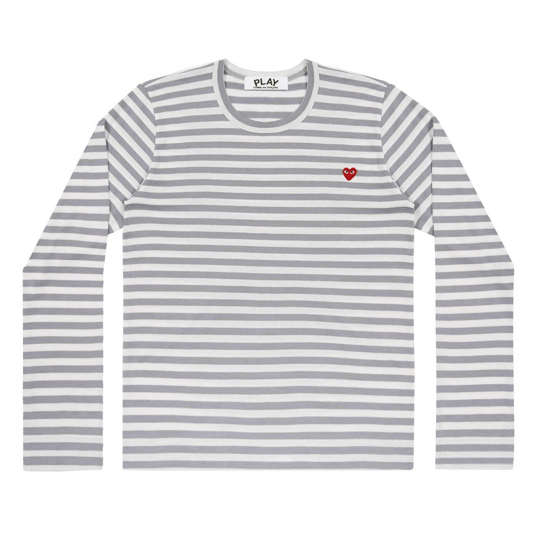 PLAY L/S Stripe Small Red Emblem (Grey)