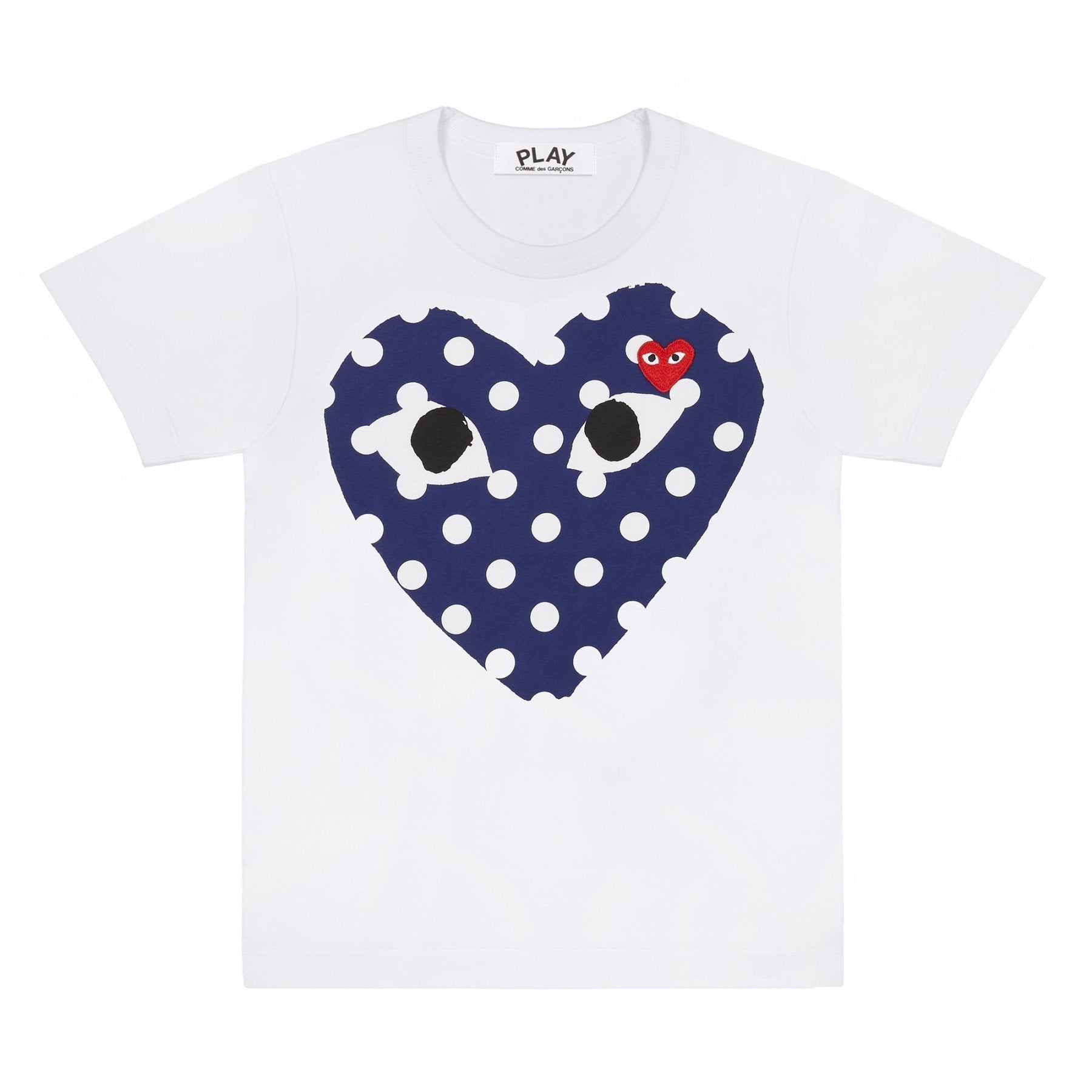 PLAY White T-Shirt with Polka Dot Printed Heart