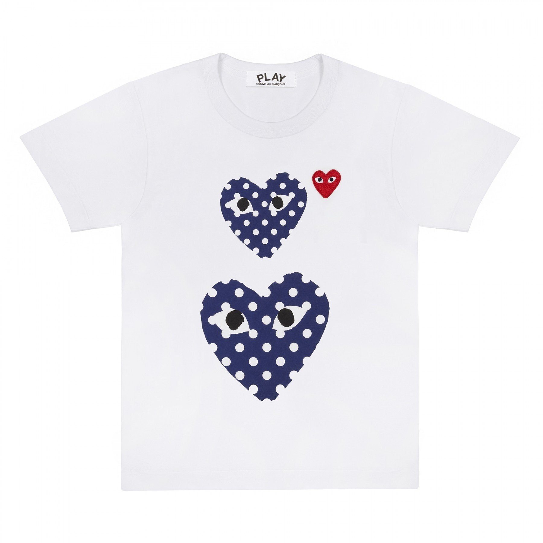 PLAY White T-Shirt with Polka Dot Printed Small and Big Hearts