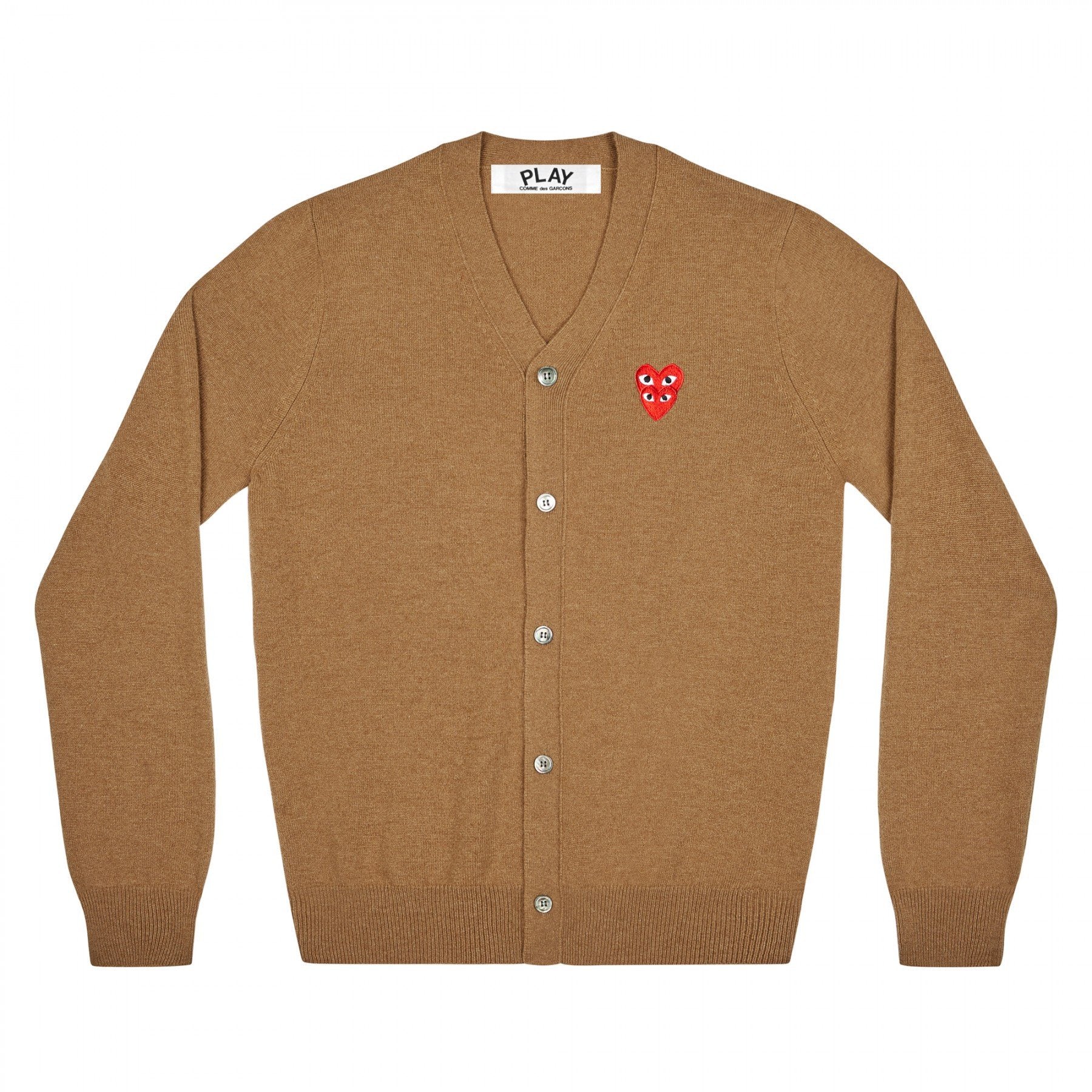 PLAY Men's Cardigan with Red Family Heart (Brown)