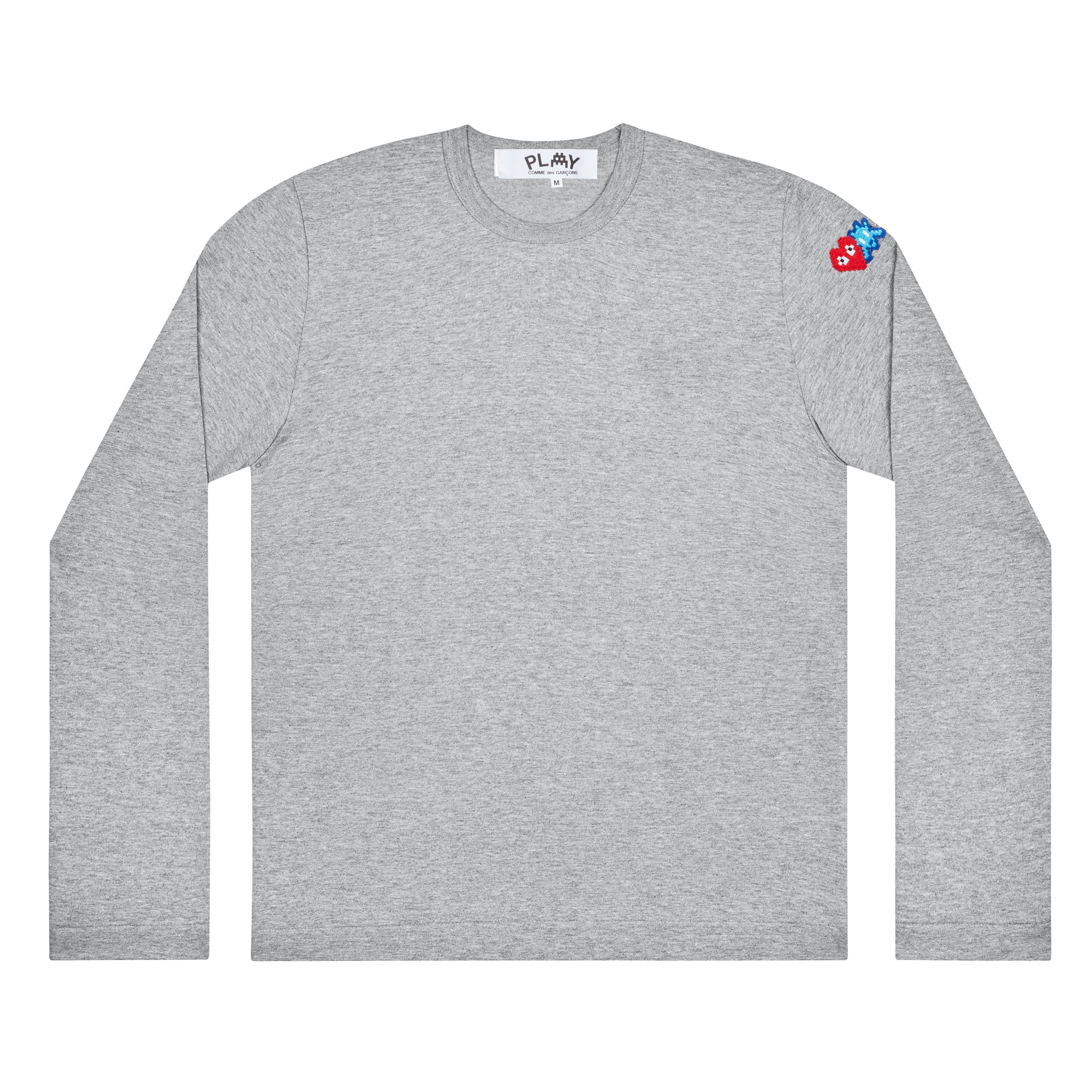 PLAY L/S Invader T-Shirt Red and Blue Sleeve Emblem (Grey)