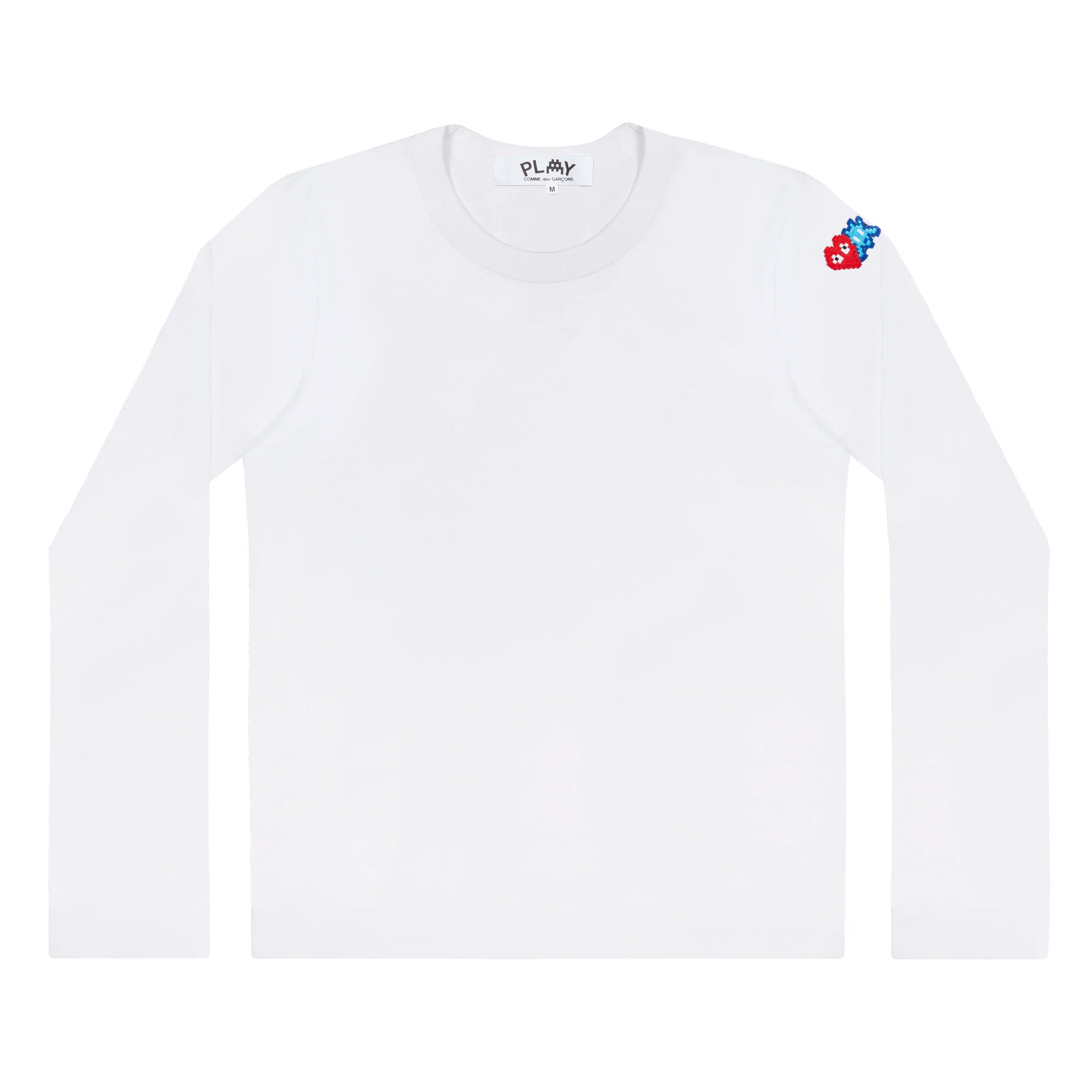 PLAY L/S Invader T-Shirt Red and Blue Sleeve Emblem (White)