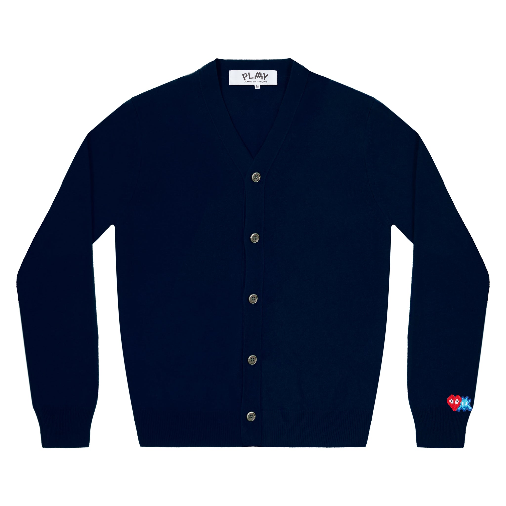 PLAY Men's Cardigan Invader Red Heart and Blue Emblem (Navy)