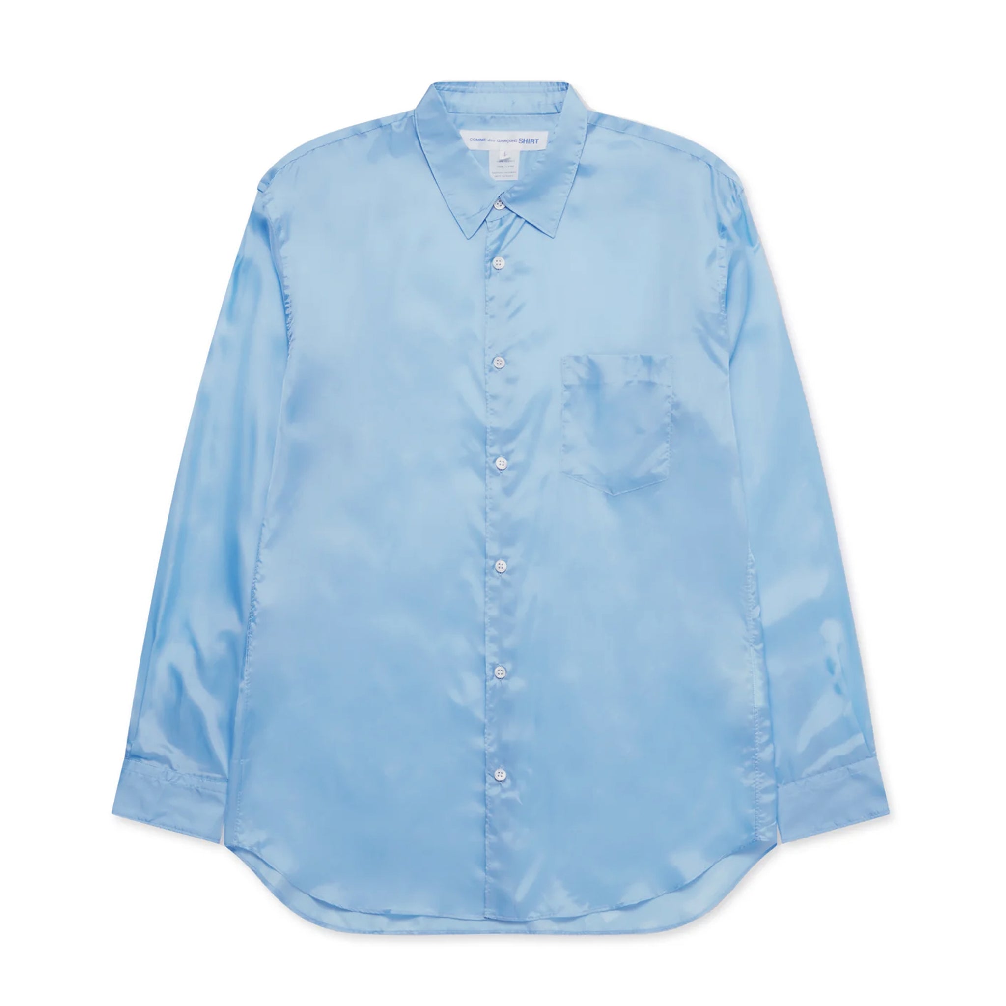 SHIRT FOREVER Cupra Taffeta Plain Shirt Wide Blue