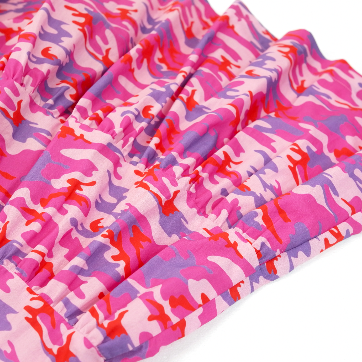 Organic Cotton Light Poplin Camouflage Print Tiered Skirt