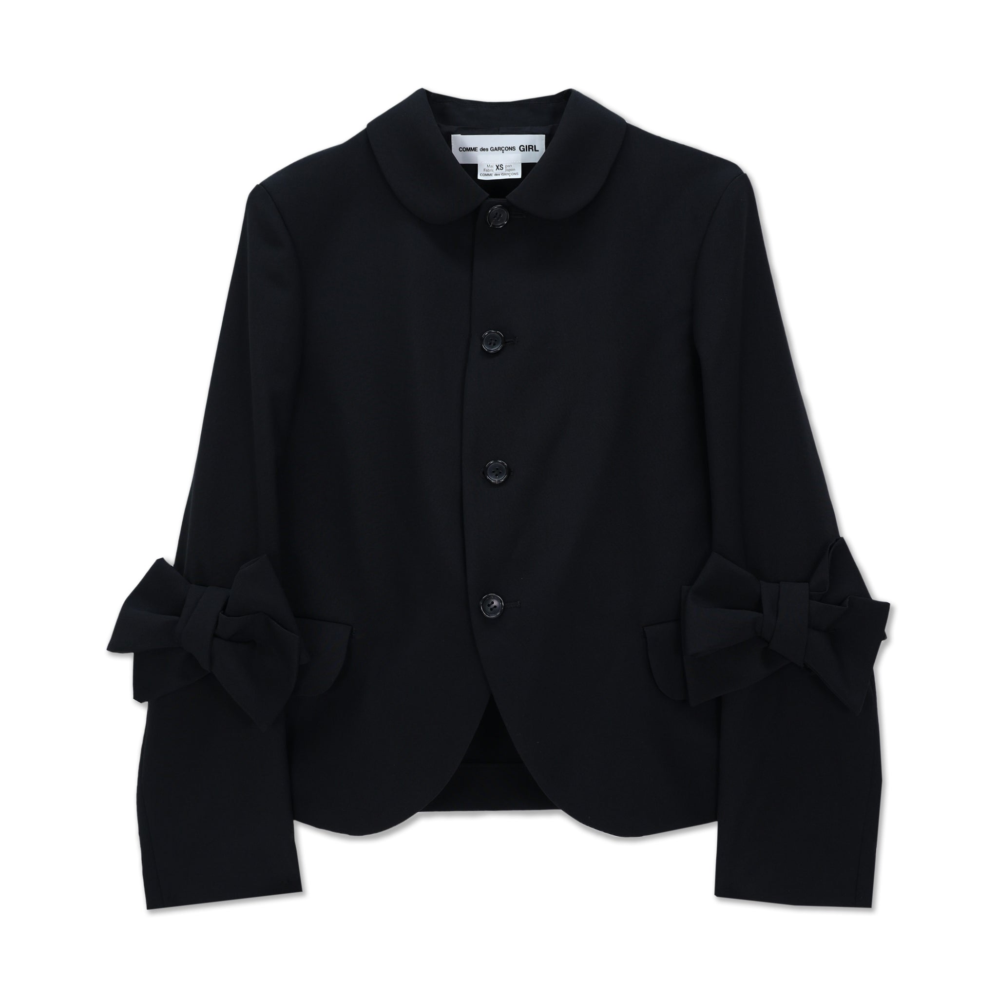 Wool Tropical Bow Sleeve Jacket Black