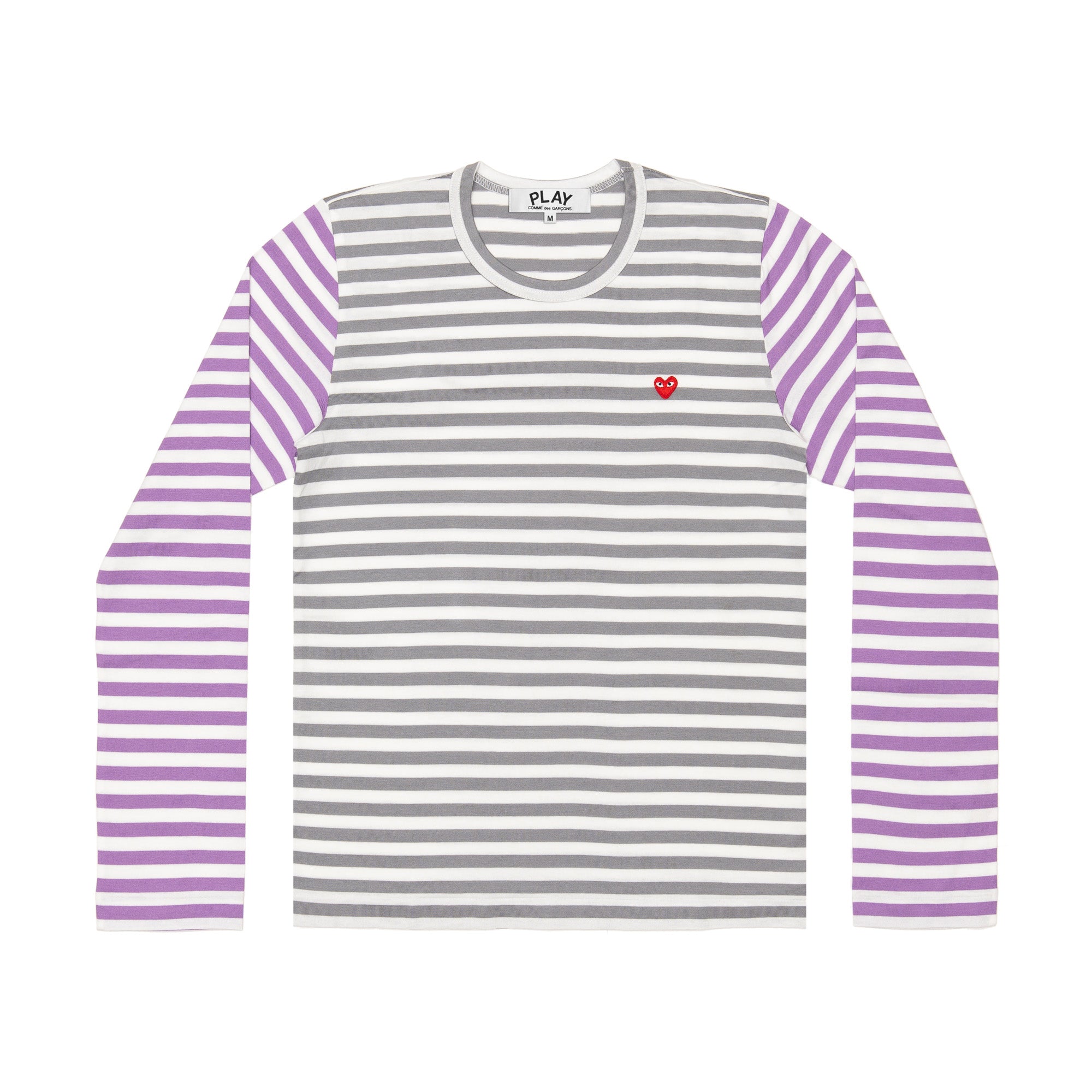 PLAY L/S BI-Colour Striped Small Emblem T-Shirt (Grey/Purple)