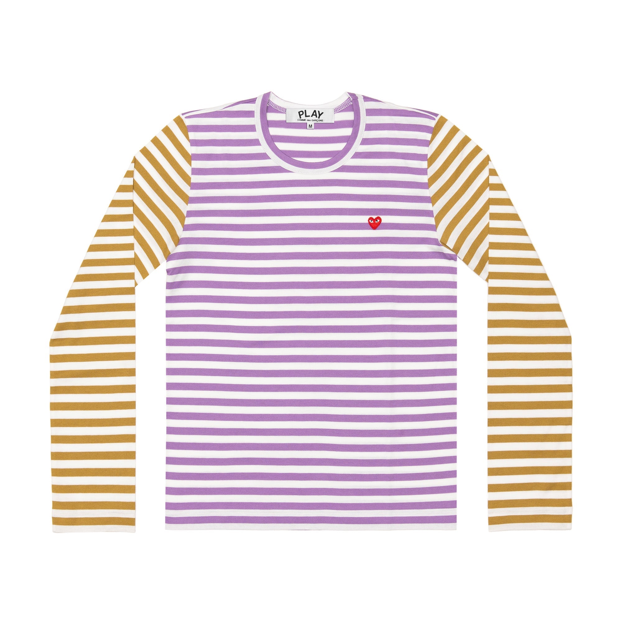 PLAY L/S BI-Colour Striped Small Emblem T-Shirt (Purple/ Olive)