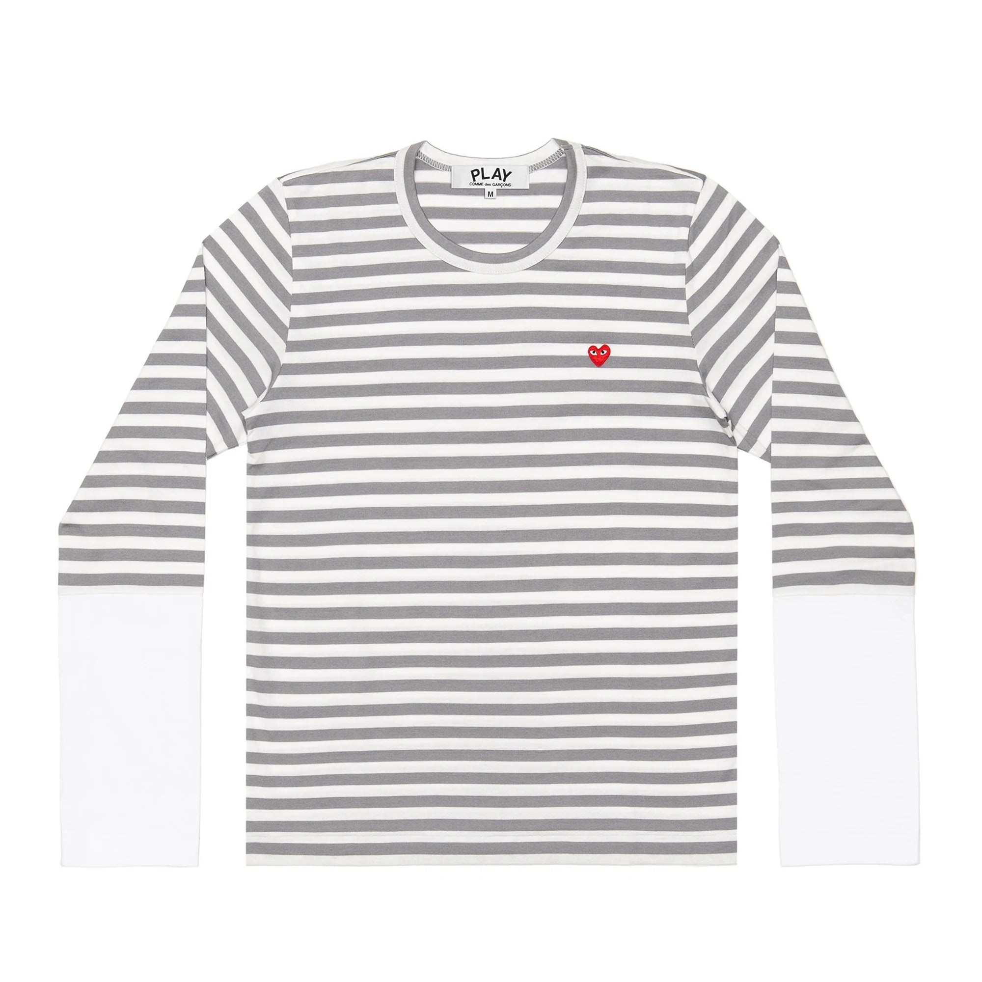 PLAY L/S BI-Colour Stripe White Sleeve T-Shirt (Grey/White)